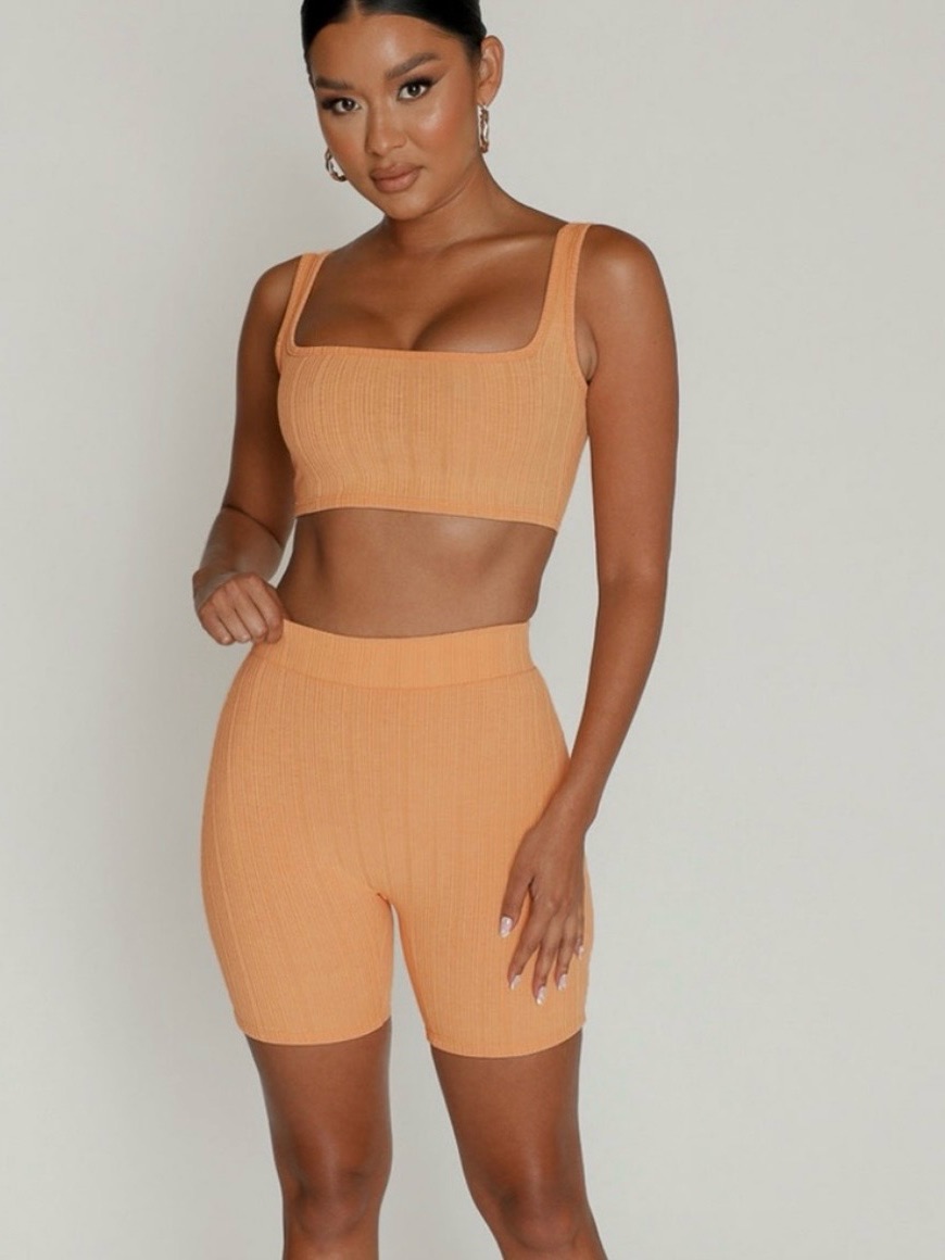 My Outfit Online Orange Ribbed Athleisure Set